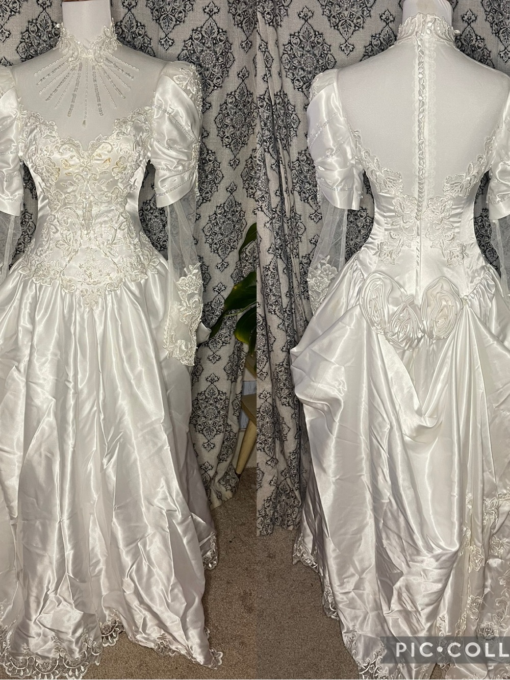 Vintage Bridal Originals Lace-Up Bridal Ball Gown with Puff Sleeves